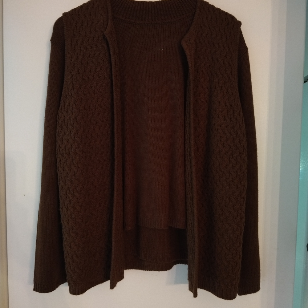 Women's 2pc Sweater & Basket Weave Vest By BFA CLASSICS